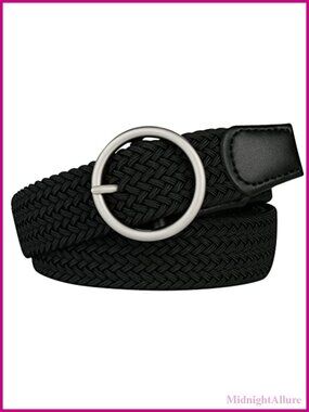 Plus Size Stretch Belt Elastic Braid-Woven No-Hole Adjustable